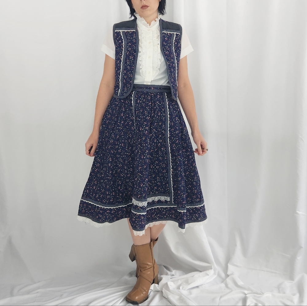 70s Gunne Sax Skirt and Vest Set